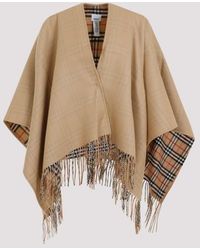 Burberry - Check-pattern Reversible Wool Cape - Lyst