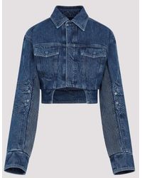 Off-White c/o Virgil Abloh - Off- Cropped Denim Jacket - Lyst