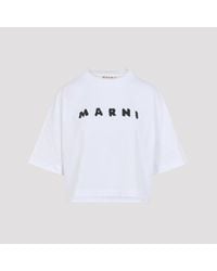 Marni - Relaxed-Fit Cotton T-Shirt With Textured Lettering - Lyst