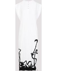 Lanvin - Sleeveless Midi Dress With Pleated Design - Lyst