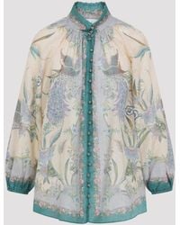 Zimmermann - Cream Scarf Floral Indra Billow Blouse - Lyst
