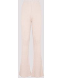 Peserico - Flare Knit Rib Nude Fleece Wool Pant - Lyst