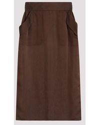 Saint Laurent - Silk Midi Skirt - Lyst