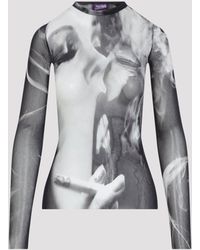 Jean Paul Gaultier - Printed Smoking Mesh Long Sleeves Top - Lyst