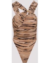 Elisabetta Franchi - Camel Tiger Print Body - Lyst