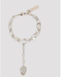 McQueen - Pavè Skull Bracelet - Lyst
