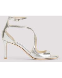 Jimmy Choo - Leather Glitter Azia 75 Sandals - Lyst