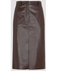 Lanvin - Leather Straight Slit Skirt - Lyst