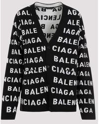 Balenciaga - Intarsia Logo Wool Cardigan - Women's - Wool/polyamide - Lyst