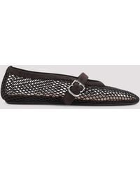 Alaïa - Fishnet Suede Flat Ballerinas - Lyst