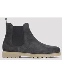 Kiton - Dark Suede Calf Leather Ankle Boots - Lyst
