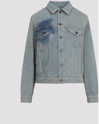 Jean Paul Gaultier - Denim Jacket With Face Print - Lyst