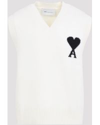 Ami Paris - 100% Wool Sleeveless Pullover Sweater - Lyst