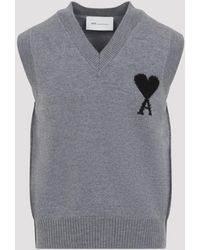 Ami Paris - Merino Wool Ami De Cœur Vest - Lyst