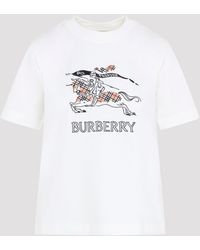Burberry - Cotton T-Shirt With Ekd Embroidered Motifs - Lyst