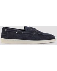 Prada - Suede Boat Shoes With Laces - Lyst