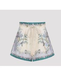 Zimmermann - Cream Scarf Floral Indra Tuck Short - Lyst