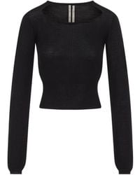Rick Owens - Slashed Cropped Pull T-Shirt - Lyst