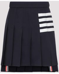 Thom Browne - 4-Bar Pleated Wool Mini Skirt - Lyst