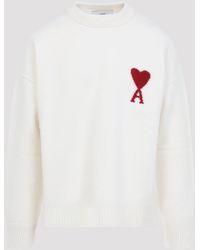 Ami Paris - Adc Crewneck Off And Wool Sweater - Lyst