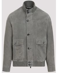 Brioni - Suede Leather Blouson Jacket - Lyst