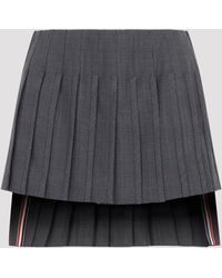 Thom Browne - Low Rise Mini Narrow Pleated Skirt - Lyst