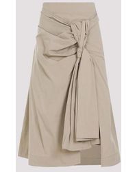 Bottega Veneta - Compact Knot Cotton Midi Skirt - Lyst