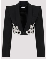 Area - Embroidered Butterfly Cropped Blazer - Lyst