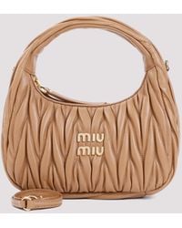 Miu Miu - Leather Miu Wander Matelassé Hobo Bag Unica - Lyst