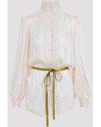 Valentino - Silk Button-Front Shirt With Metallic Fiber Detail - Lyst