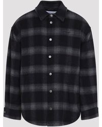 Off-White c/o Virgil Abloh - Flannel Wool Overshirt Padded Coat - Lyst