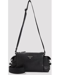 Prada - Leather Crossbody Messenger Bag 24/32 Cm X 17 Cm X 12 Cm - Lyst