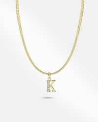 ilovegreenapple Personalize Block Letter Necklace - Metallic