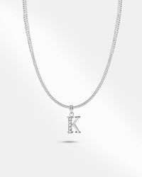 ilovegreenapple Personalize Block Letter Necklace - Metallic