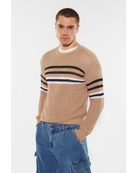 Imperial - Pull pur coton avec finition en tricot fin et rayures en contraste - Lyst