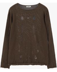 Imperial - Maglione Girocollo Maniche Lunghe Con Strappi - Lyst