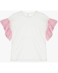 Imperial - T-shirt oversize en coton avec manches à volants rayés - Lyst