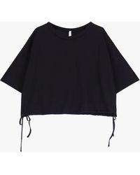 Imperial - T-Shirt Cropped Fantasia Mélange Con Coulisse - Lyst