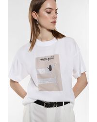 Imperial - T-shirt oversize pur coton à motif imprimé et strass - Lyst