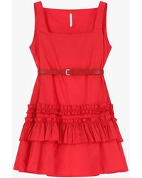 Imperial - Abito Corto Con Balze E Cintura - Lyst