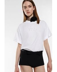 Imperial - T-shirt oversize en coton imprimé à fleur et strass - Lyst