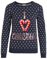 Vila I love Christmas Strickpullover - Blau