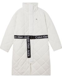 Calvin Klein - Steppmantel "BELTED QUILTED COAT", (Set, 2 tlg., mit Bindegürtel), mit hohem Stehkragen - Lyst