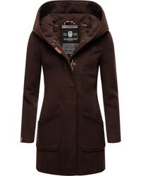 Marikoo Wintermantel "Maikoo", hochwertiger Mantel mit großer Kapuze - Schwarz