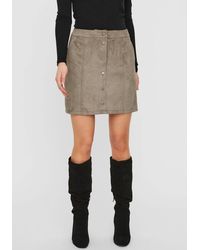 Vero Moda Lederimitatrock VMDONNA RAY - Grau