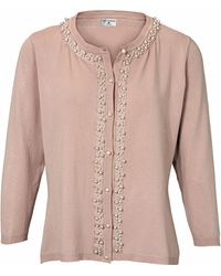 heine STYLE Cardigan mit Perlenbesatz - Natur