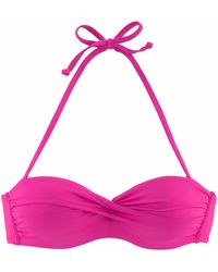 S.oliver Bandeau-Bikini-Top Spain, unifarben mit Wickeloptik - Pink