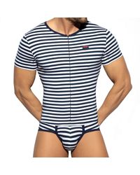 ES COLLECTION - Body Coton Rayure Marine - Lyst