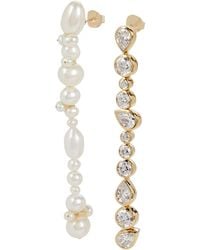 Completedworks Glitch Asymmetric Crystal And Pearl Earrings - White