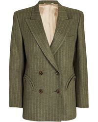 Blazé Milano Ferein Everynight Pinstriped Wool Blazer - Green